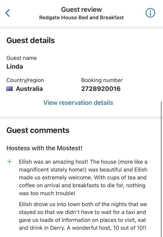 Redgate House Bed & Breakfast Londonderry Bagian luar foto