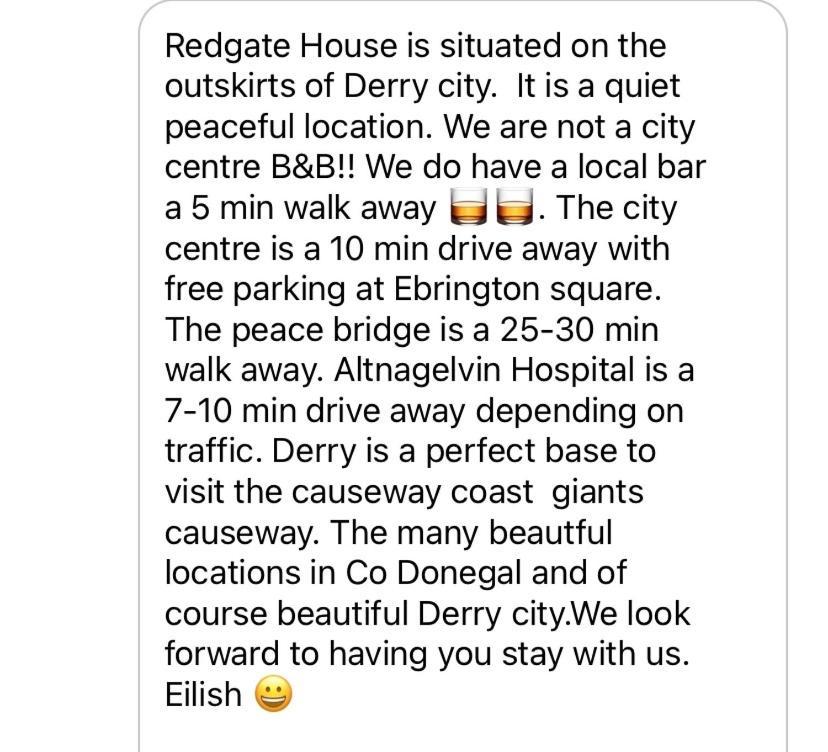 Redgate House Bed & Breakfast Londonderry Bagian luar foto